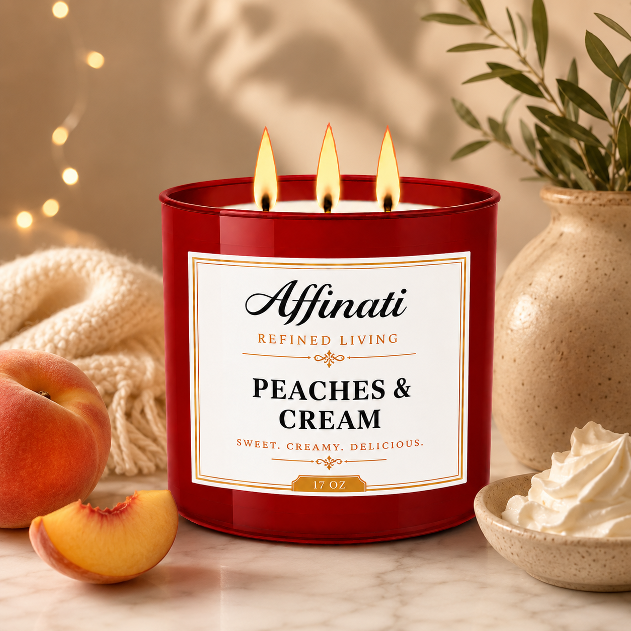 Peaches & Cream 3-Wick Candle