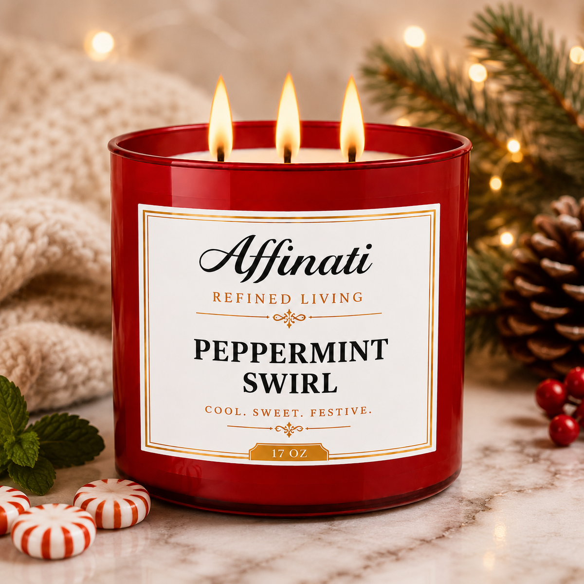 Peppermint Swirl 3-Wick Candle