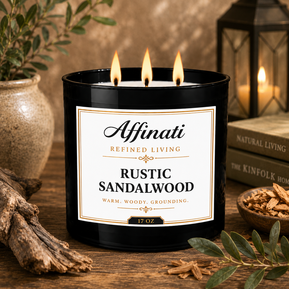 Rustic Sandalwood 3-Wick Candle