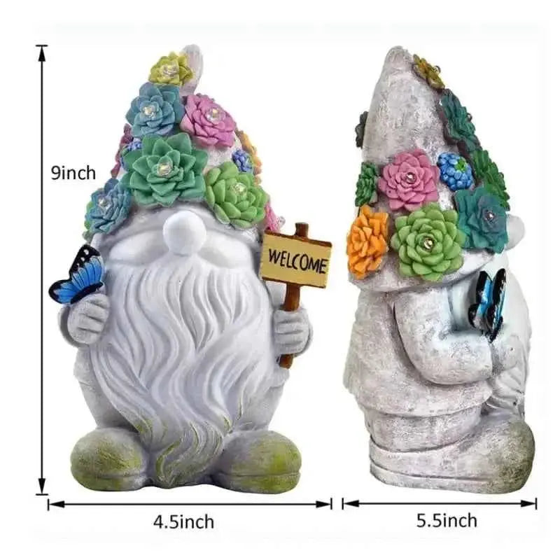 14 Inch Outdoor Garden Dwarf Statue-resin Gnome Statue Lighting Wizard Solar Led Light Welcome Sign Gnome Yard Lawn Large Figurine