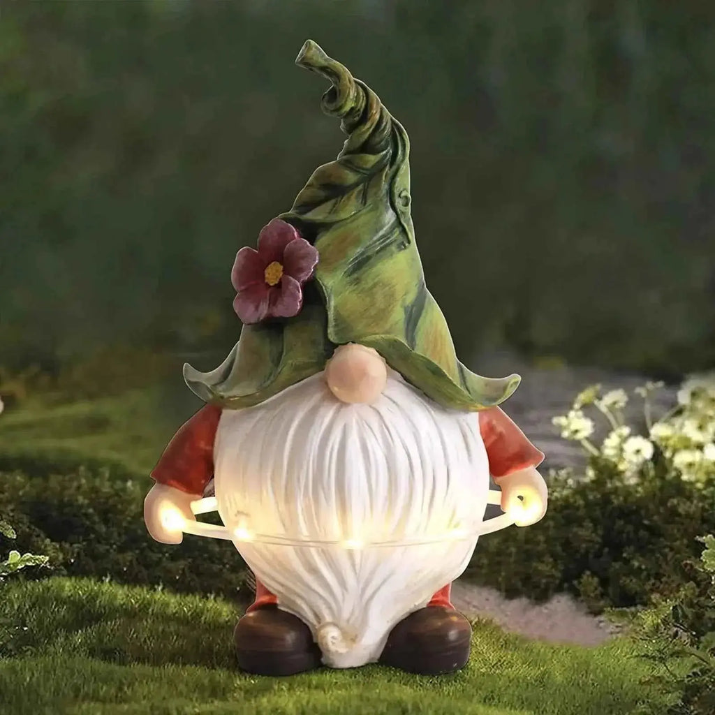 14 Inch Outdoor Garden Dwarf Statue-resin Gnome Statue Lighting Wizard Solar Led Light Welcome Sign Gnome Yard Lawn Large Figurine