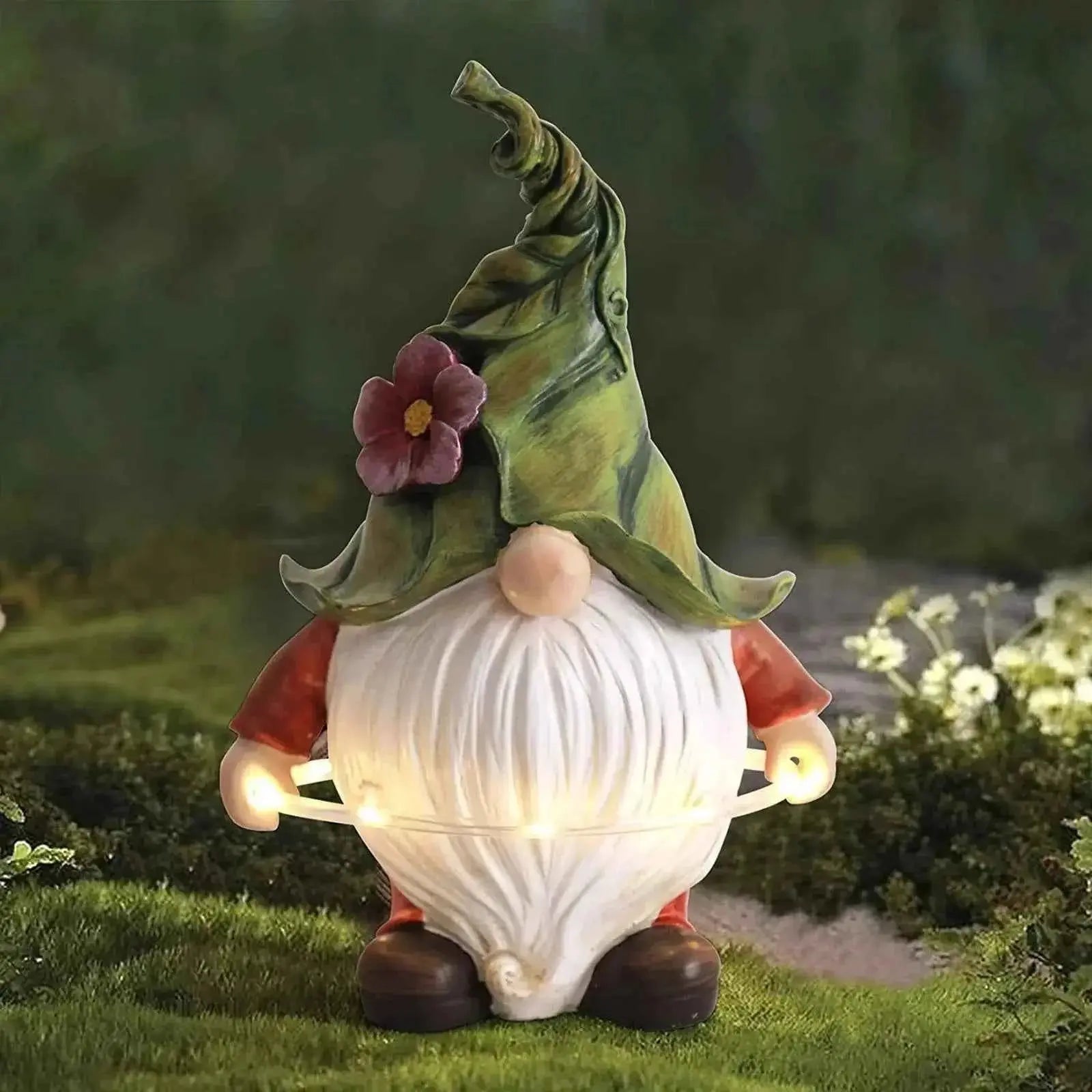 14 Inch Outdoor Garden Dwarf Statue-resin Gnome Statue Lighting Wizard Solar Led Light Welcome Sign Gnome Yard Lawn Large Figurine