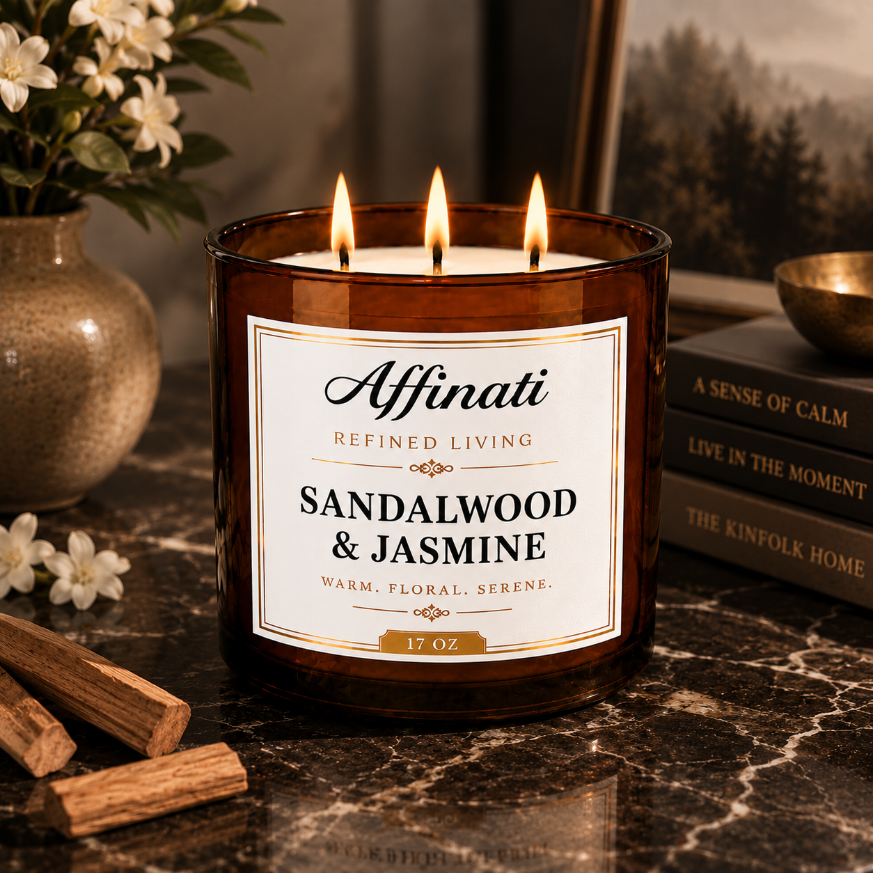 Sandalwood & Jasmine 3-Wick Candle