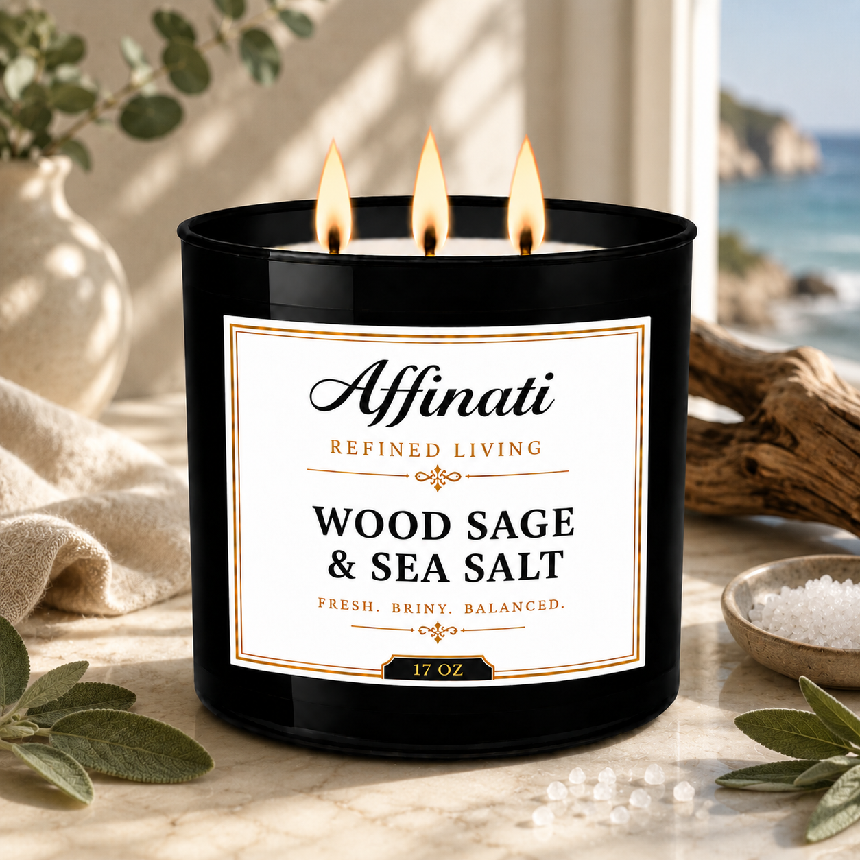 Wood Sage & Sea Salt 3-Wick Candle